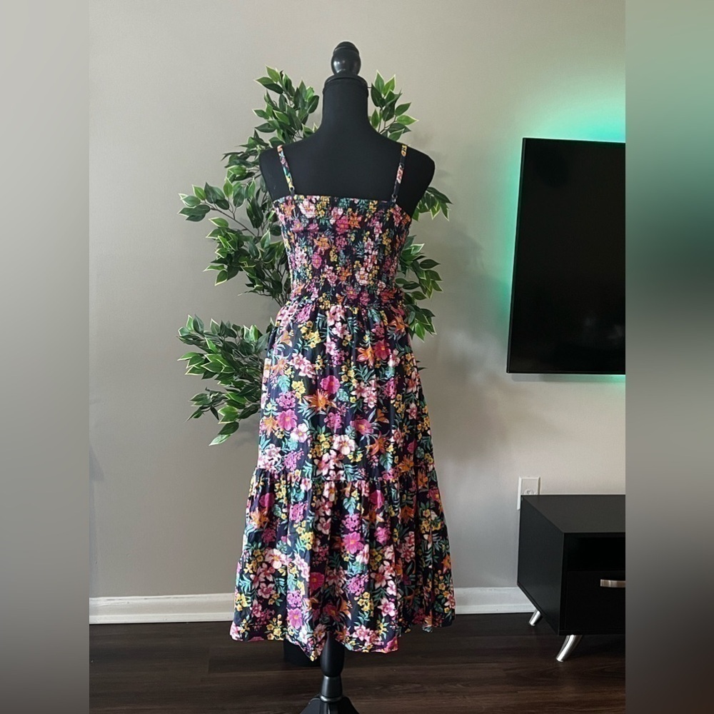 J Crew Smocked Top Midi Dress Floral - Picture 4 of 8